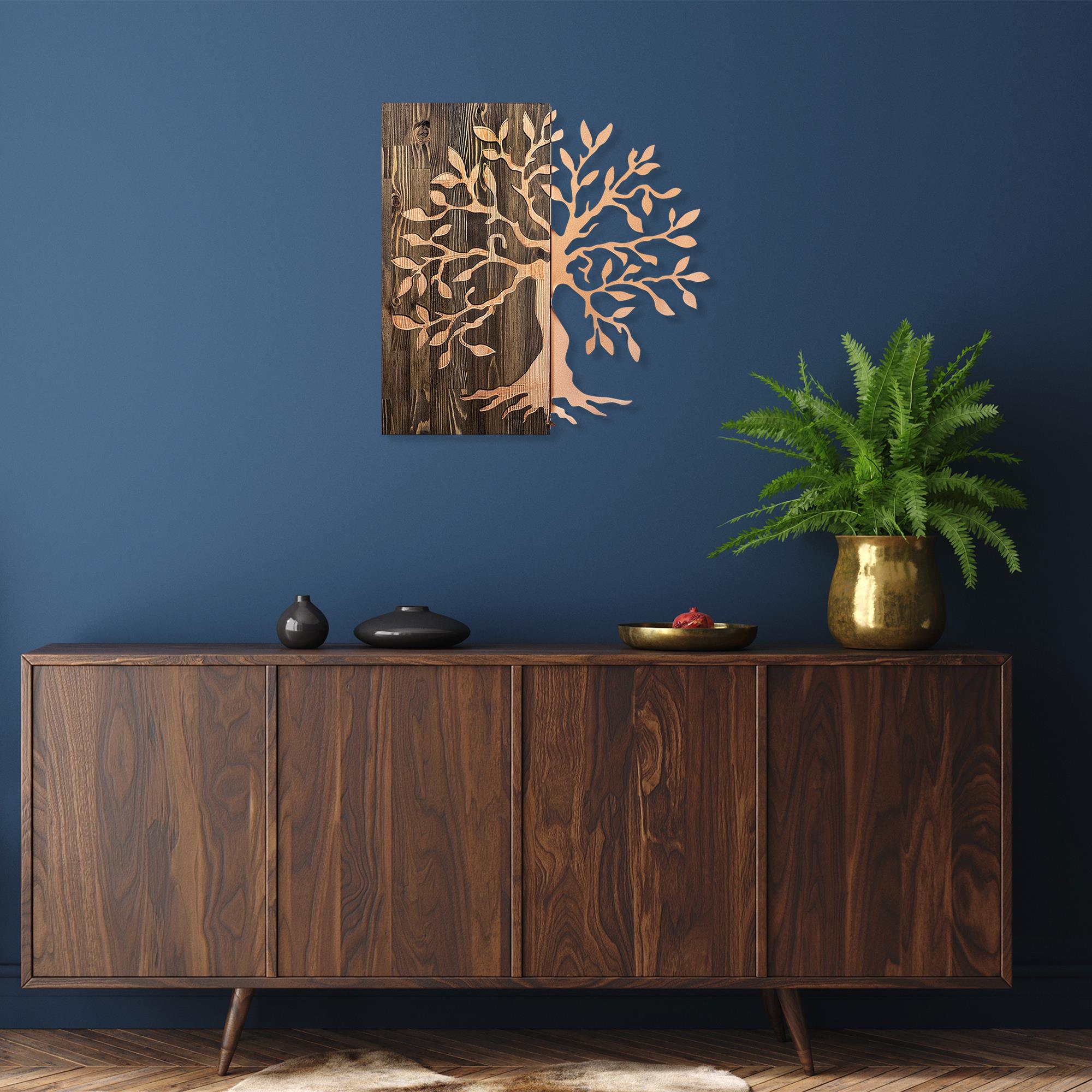 MA-124-COPPER METAL AHŞAP DUVAR PANOLARI