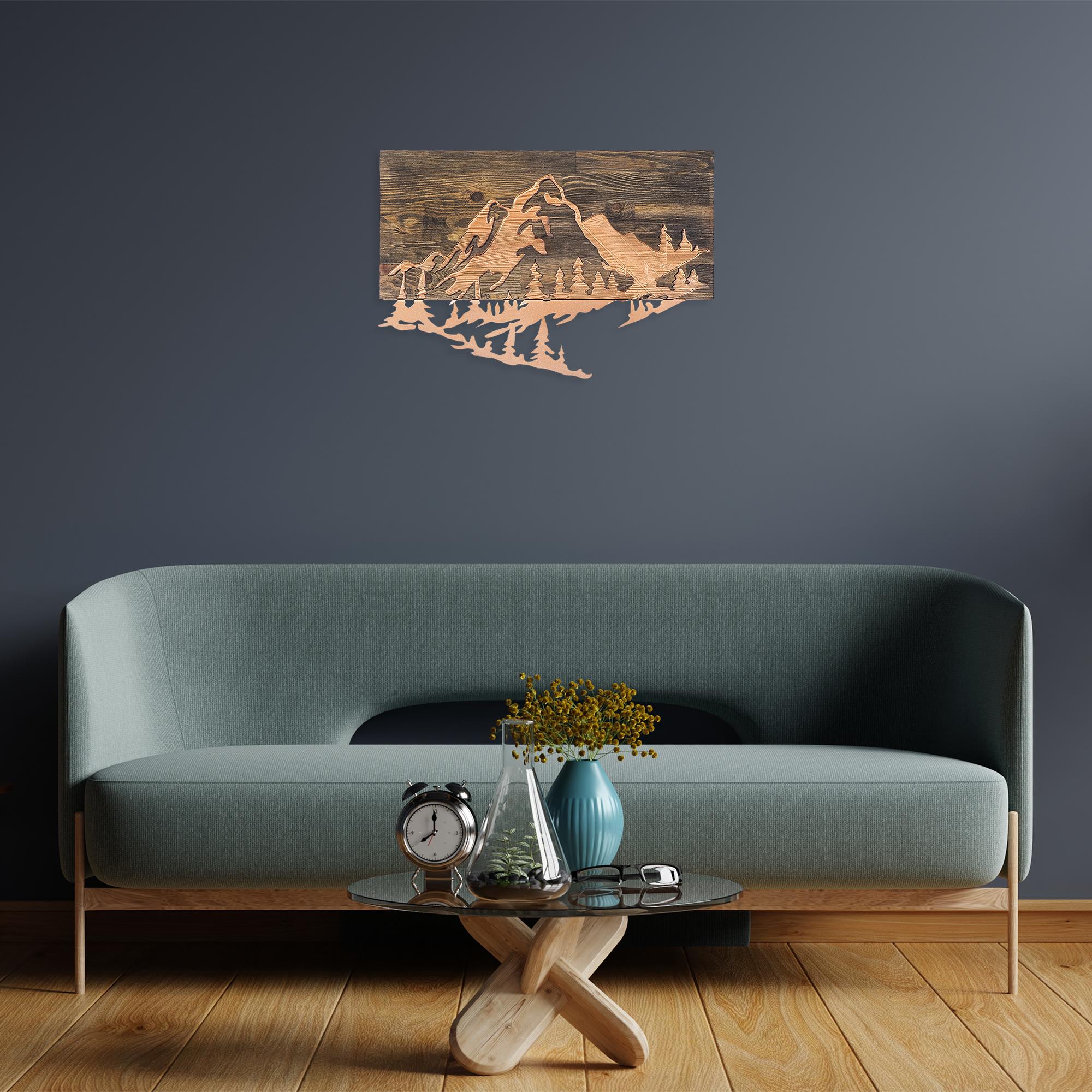 MA-128-COPPER METAL AHŞAP DUVAR PANOLARI