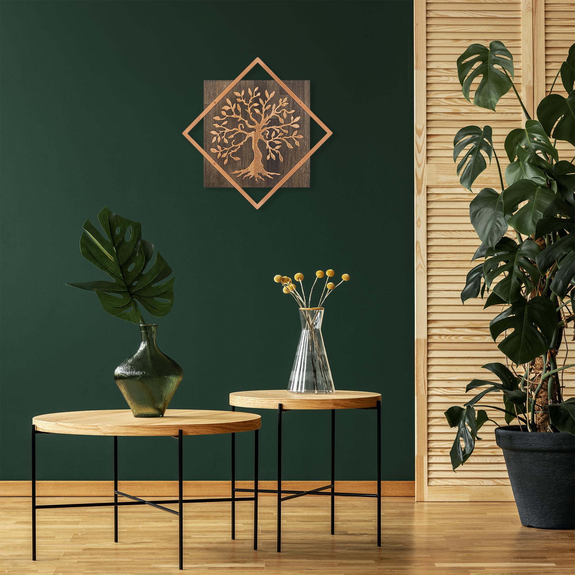 WT-024-COPPER METAL AHŞAP DUVAR PANOLARI
