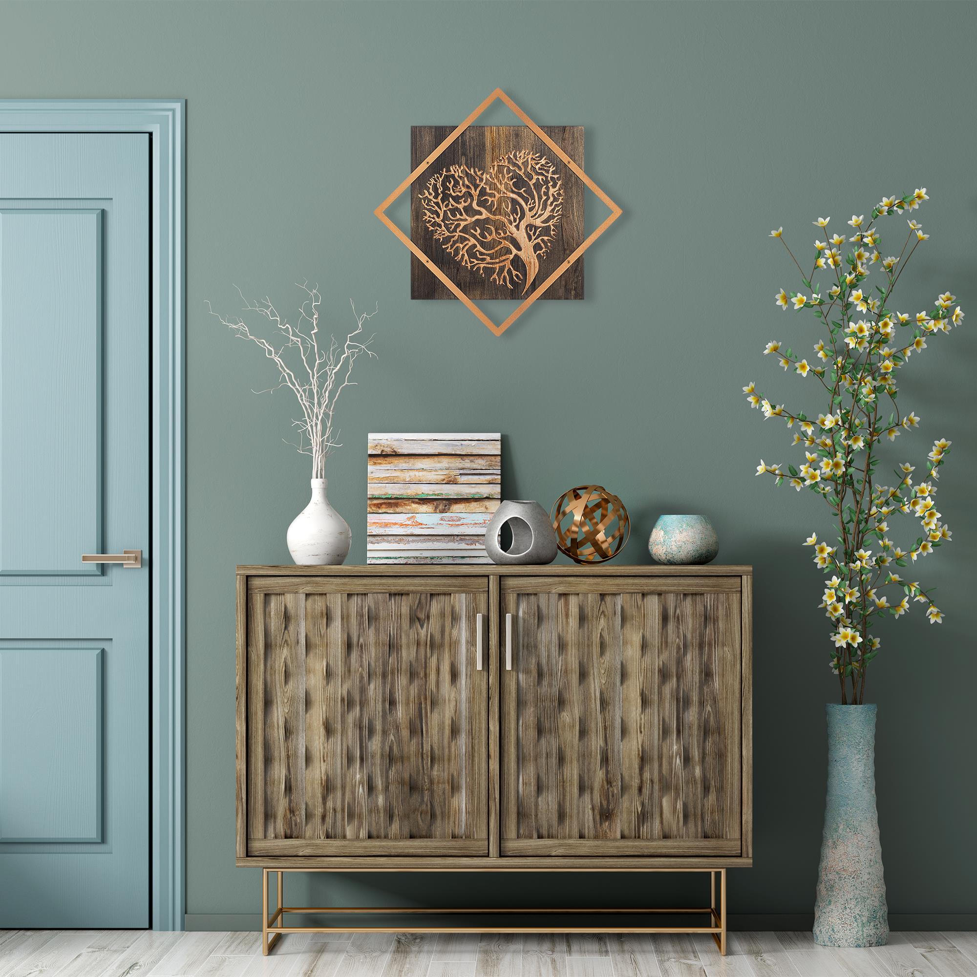 WT-025-COPPER METAL AHŞAP DUVAR PANOLARI