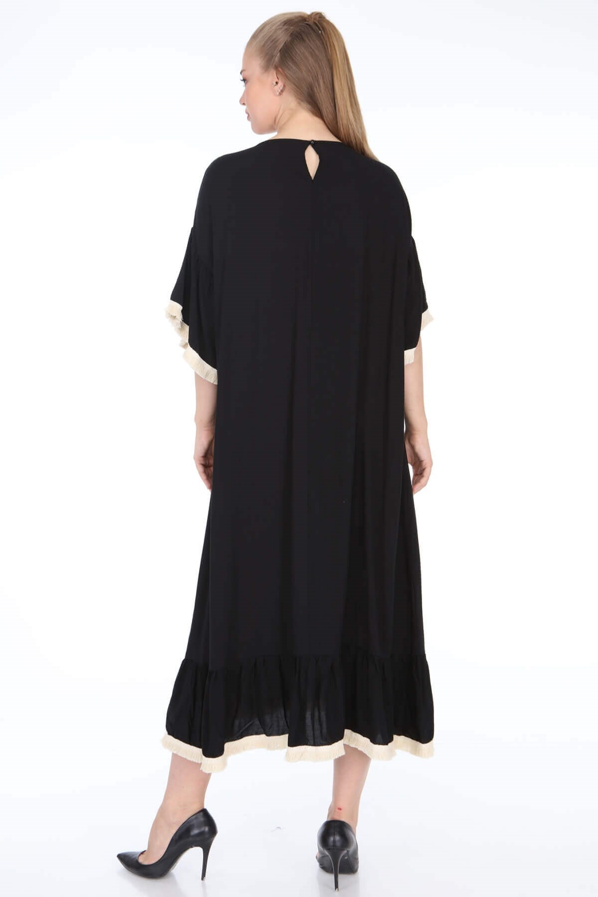 Büyük Beden Bohem Elbise | Siyah