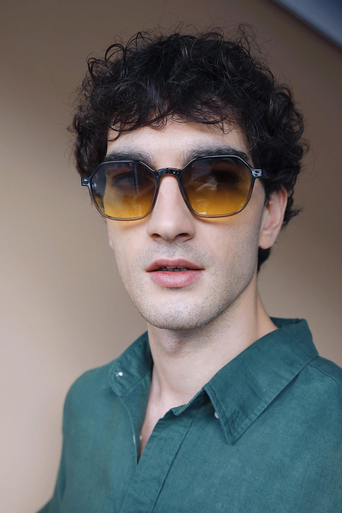 Sezar Black Nude Yellow Erkek Güneş Gözlüğü - Bilge Karga