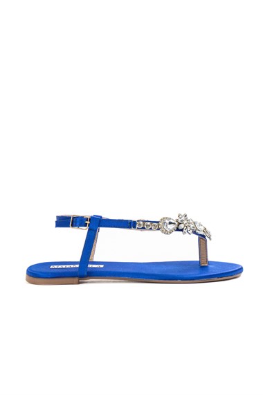 Maia Saten Mavi Taşlı Sandalet