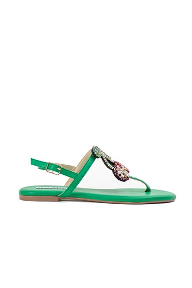 Maia Cherry Green Stone Sandals