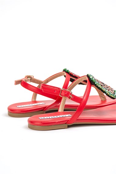 Maia Red Watermelon Stone Sandals