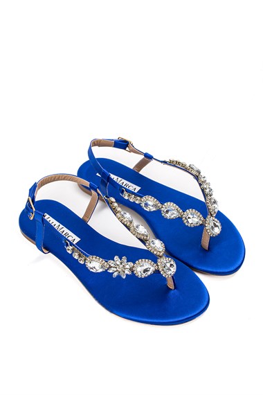 Maia Satin Blue Stone Sandals