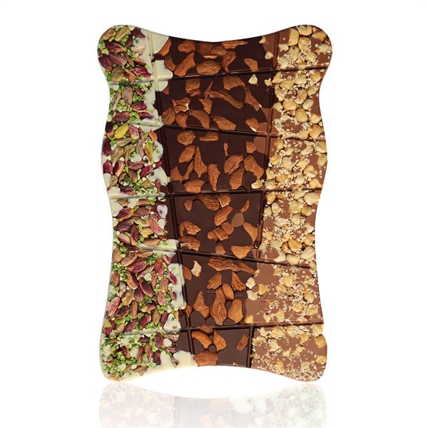 Hazz 500 Gr Tablet No:3 - Badem Fındık  Fıstık  Çeşnili Üç Renk Çikolata