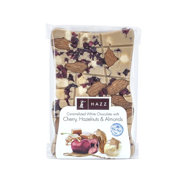 Vişne, Fındık ve Bademli 85 Gr. Karamelli Tablet Çikolata