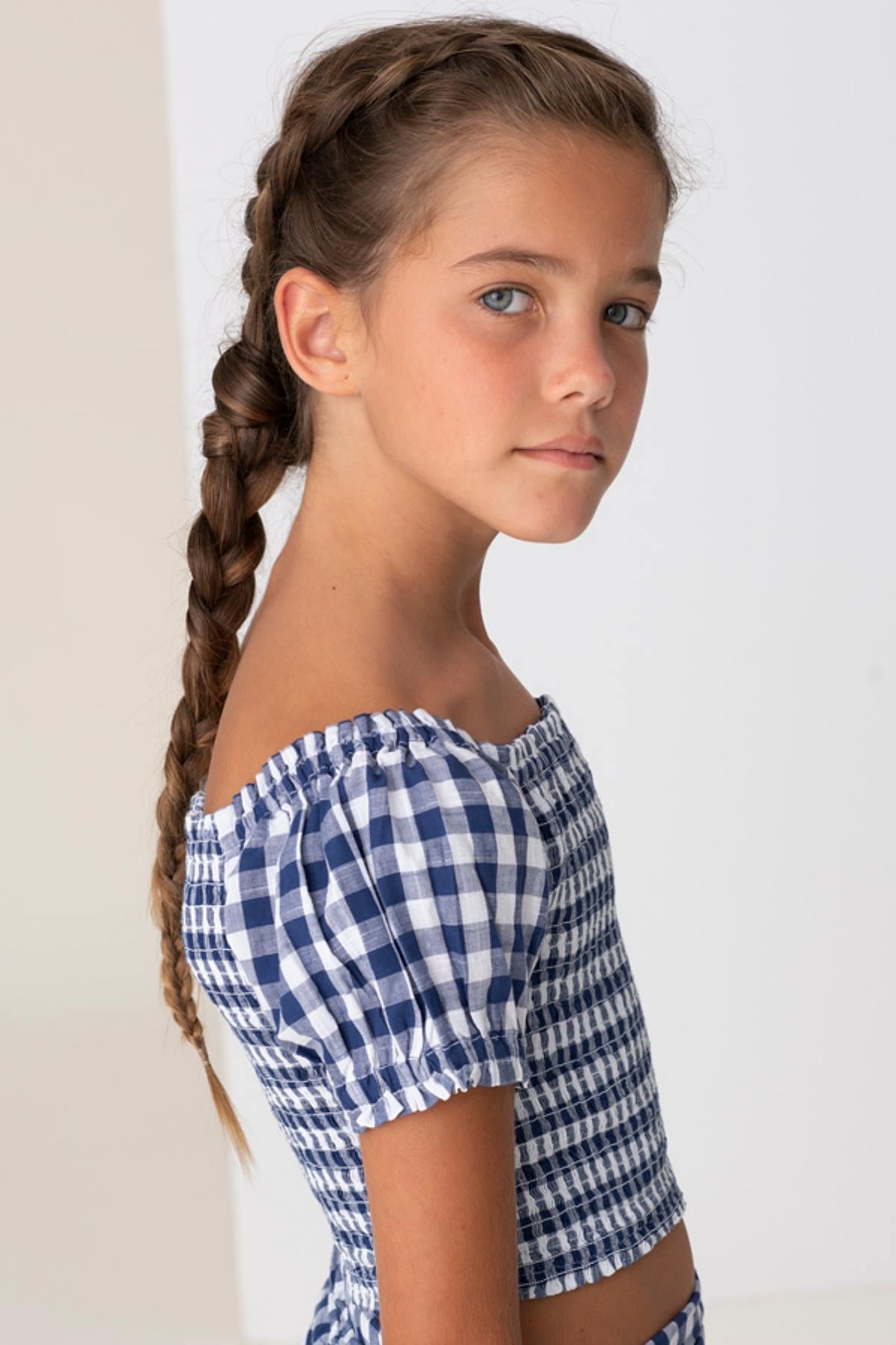 10-14 Yaş Kız Çocuk Pötikareli Crop Top