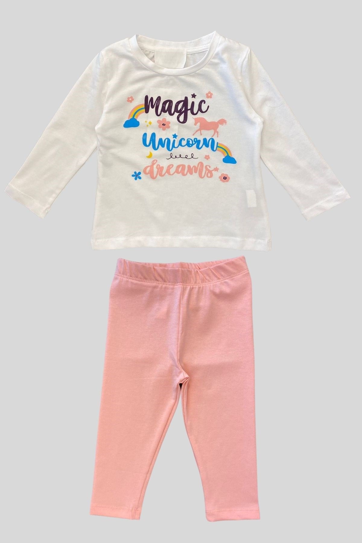 18 Ay-5 Yaş Kız Çocuk Unicorn Desenli Pijama Takımı