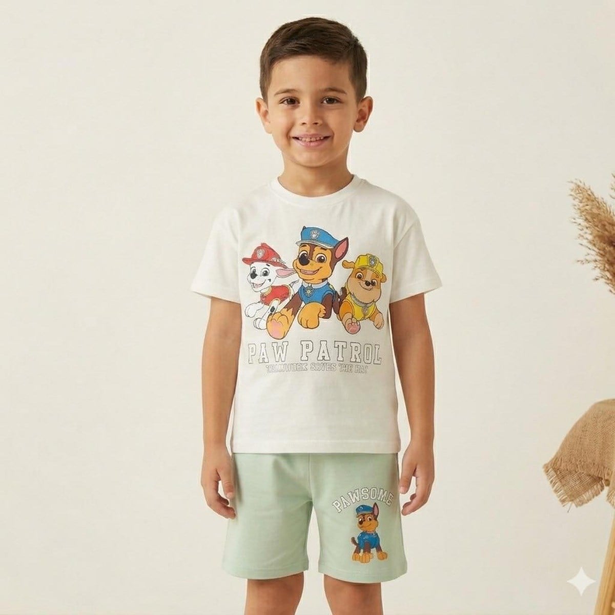 2-8 Yaş Erkek Çocuk Paw Petrol Şortlu Takım
