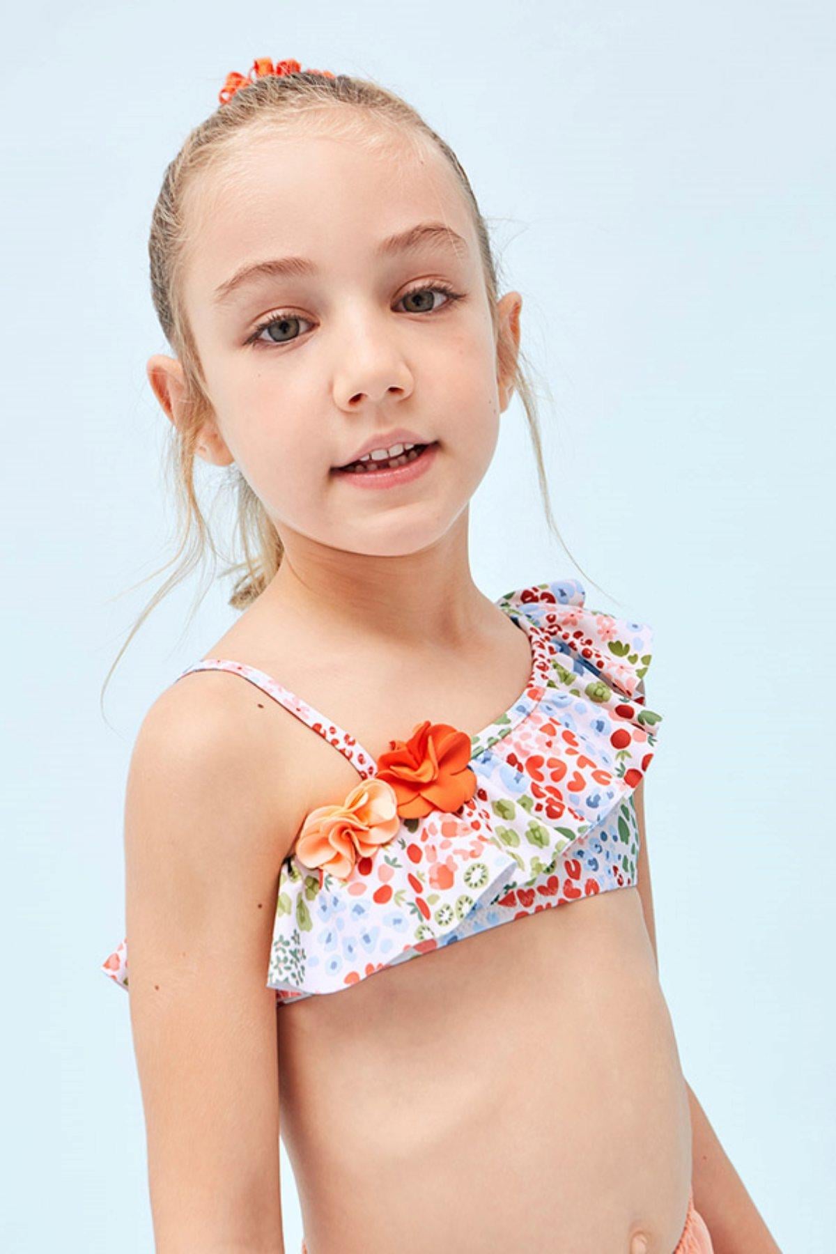 2-9 Yaş Kız Çocuk Asimetrik Kesim Bikini Set