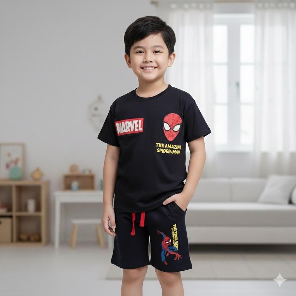 3-10 Yaş Erkek Çocuk Spıderman Şortlu Takım
