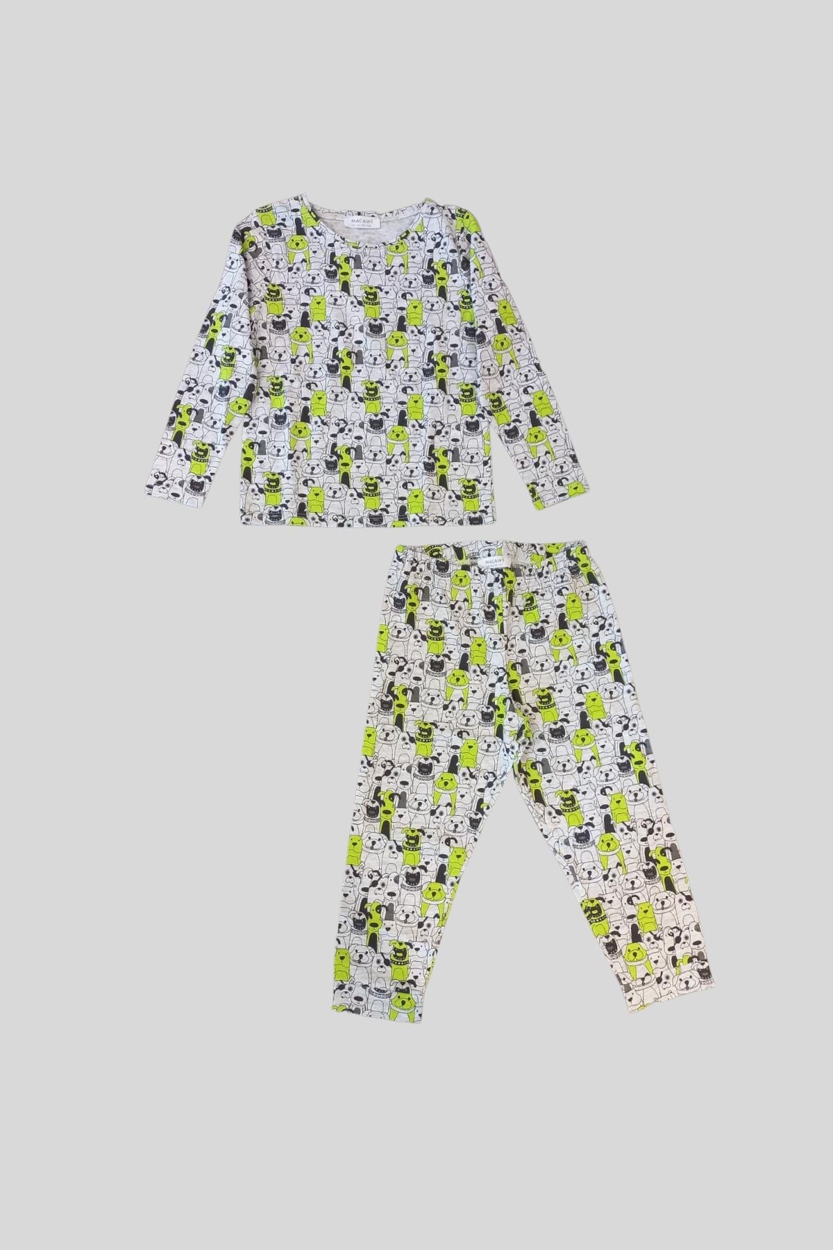 3-7 Yaş Erkek Çocuk Desenli Pijama Takım Gri