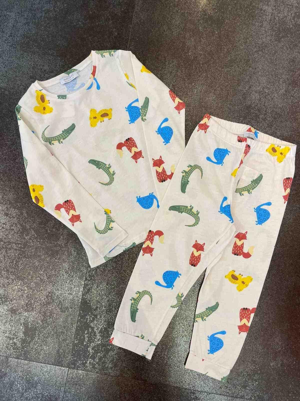 3-7 Yaş Erkek Çocuk Hayvan Baskılı Pijama Takımı