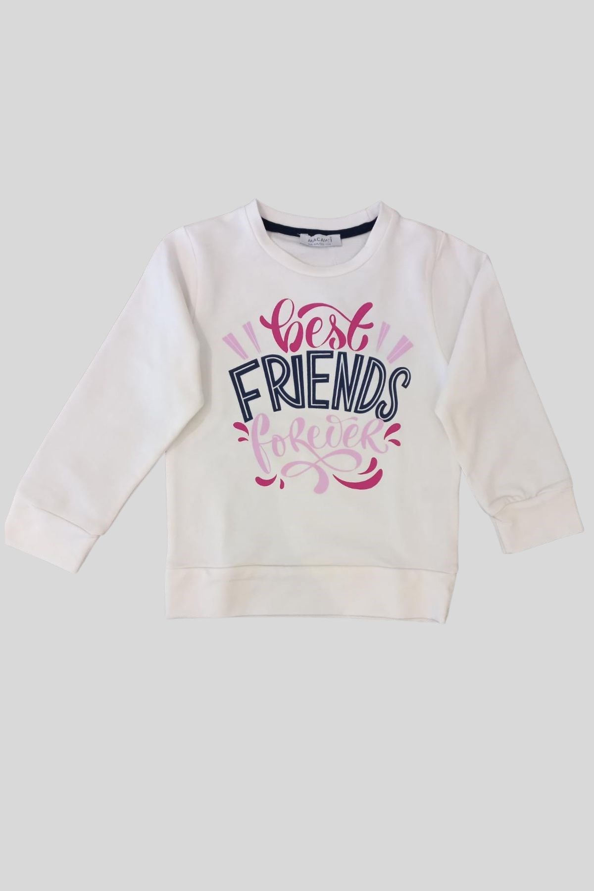 3-7 Yaş Kız Çocuk Best Friends Forever Sweat Ekru