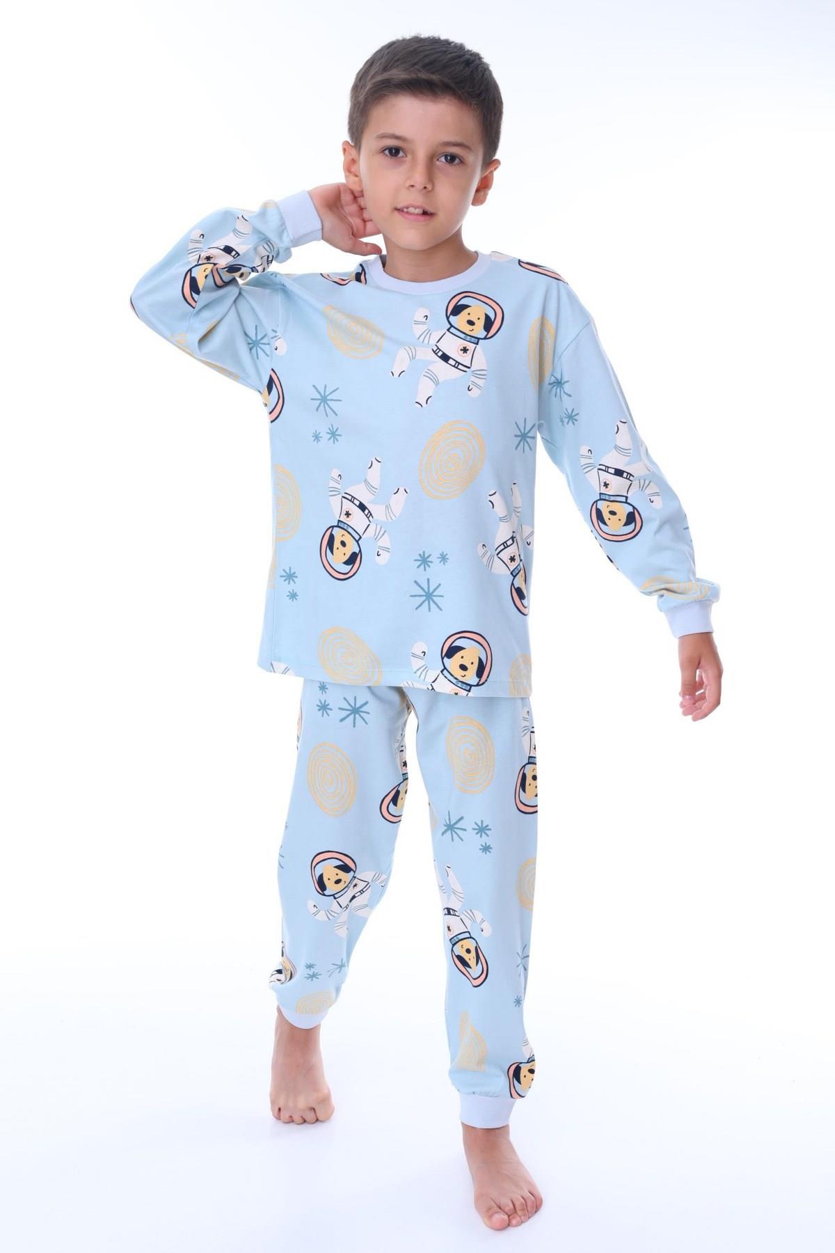 3-8 Yaş Erkek Çocuk Uzay Pijama Takımı 