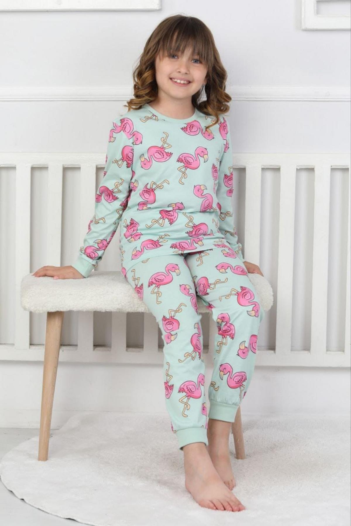 3-8 Yaş Kız Çpcuk Flamingo Pijama Takım