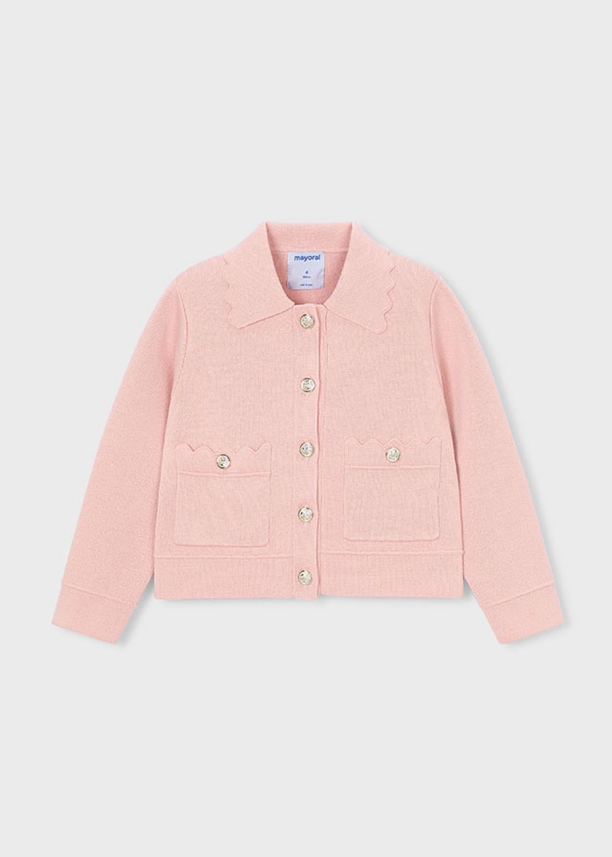 4-10 Yaş Kız Çocuk Örme Ceket Pembe