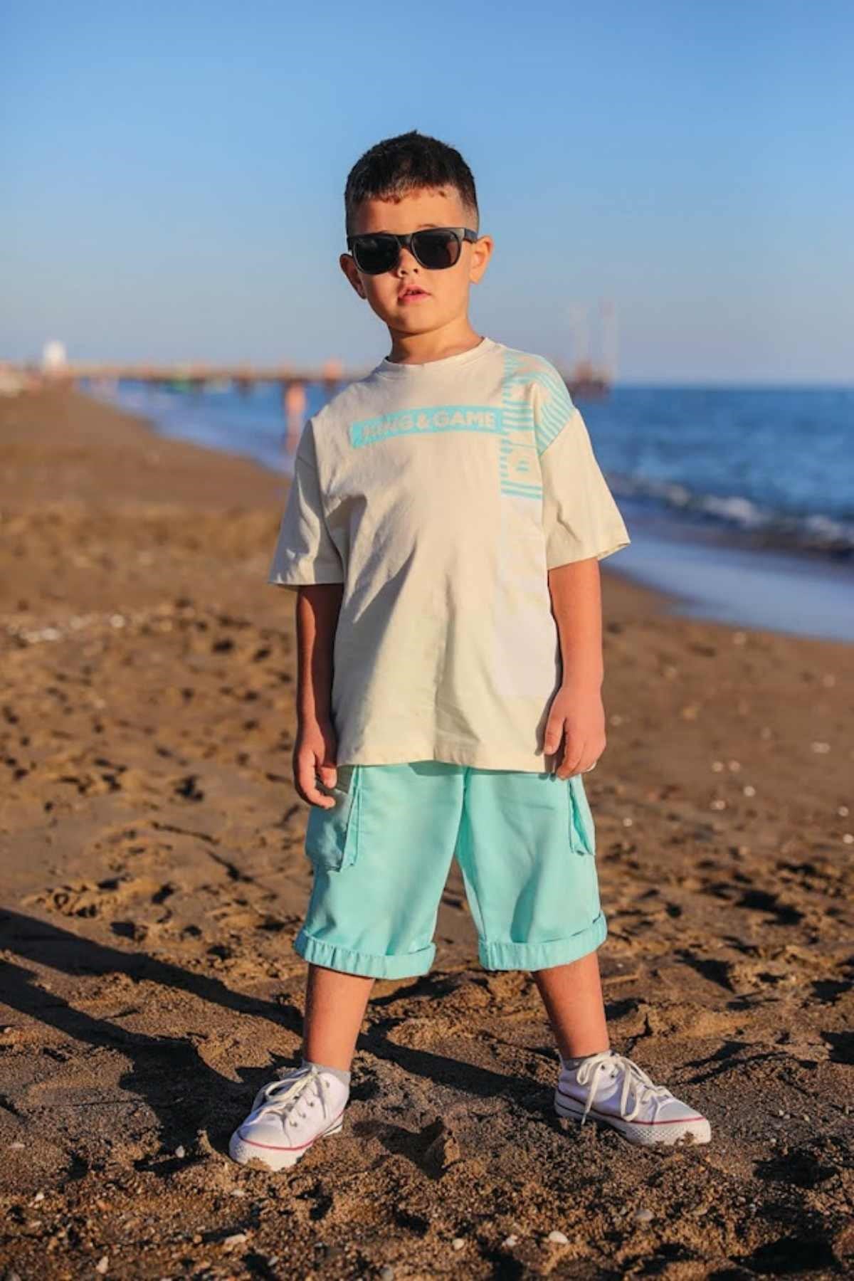 4-14 YAŞ ERKEK ÇOCUK TSHIRT CAM GÖBEĞİ-BEJ