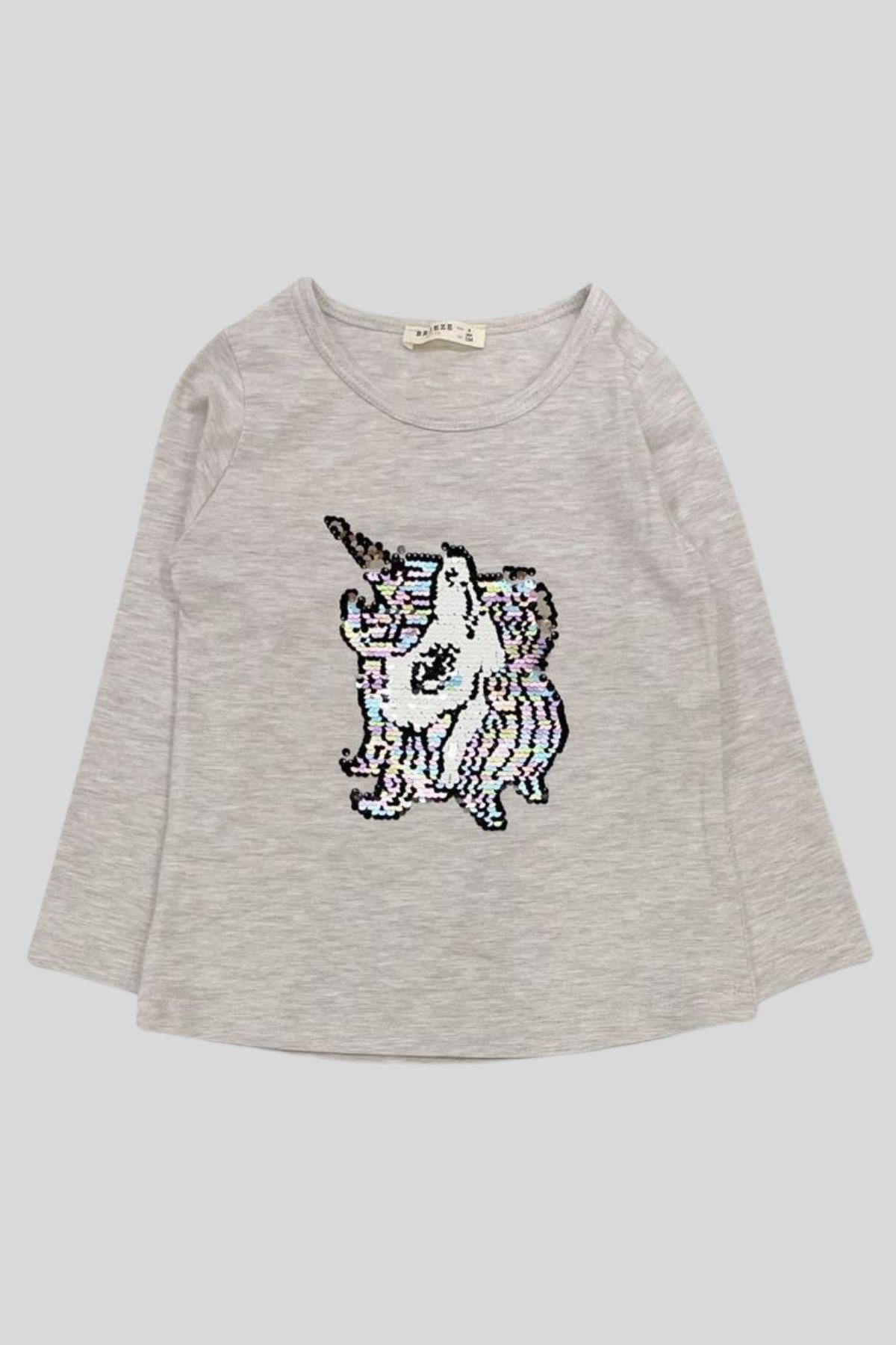 4-8 Yaş Kız Çocuk Unicorn Uzun Kollu T-Shirt Bejmelanj