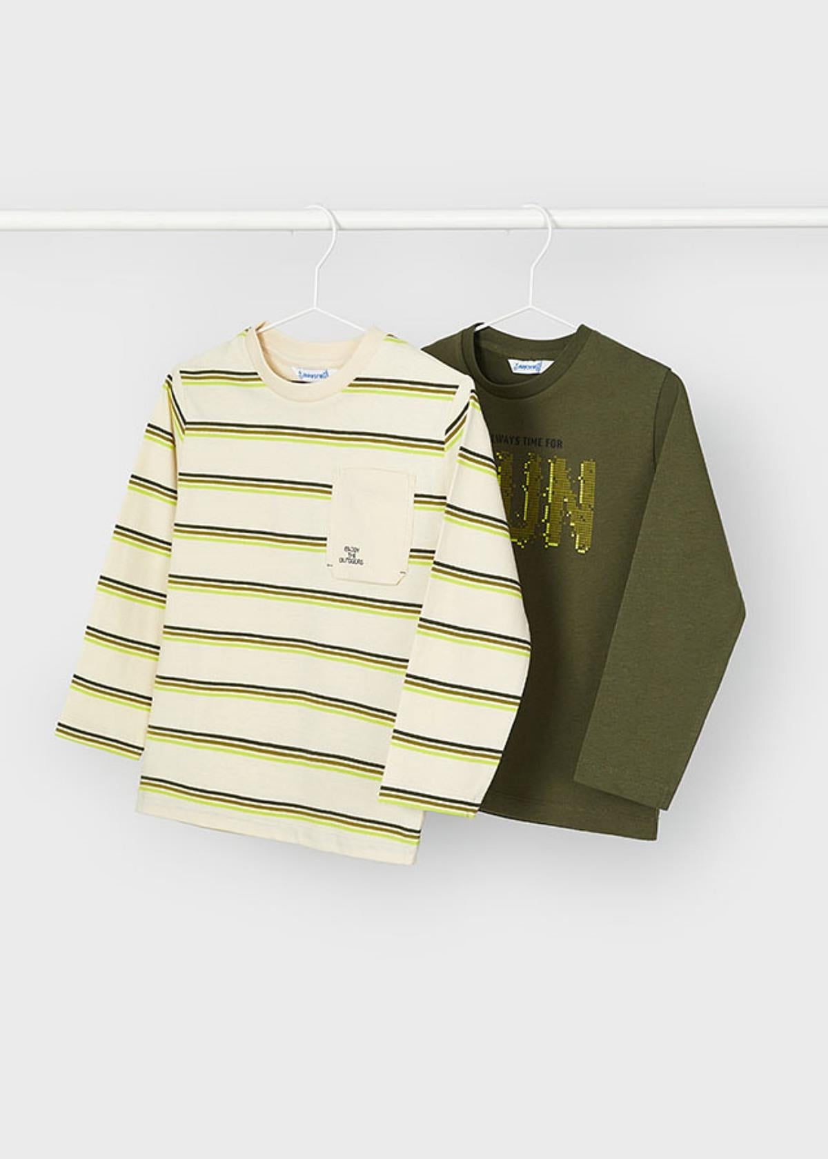 4-9 Yaş Erkek Çocuk Uzun Kollu 2'li T-Shirt Yeşil