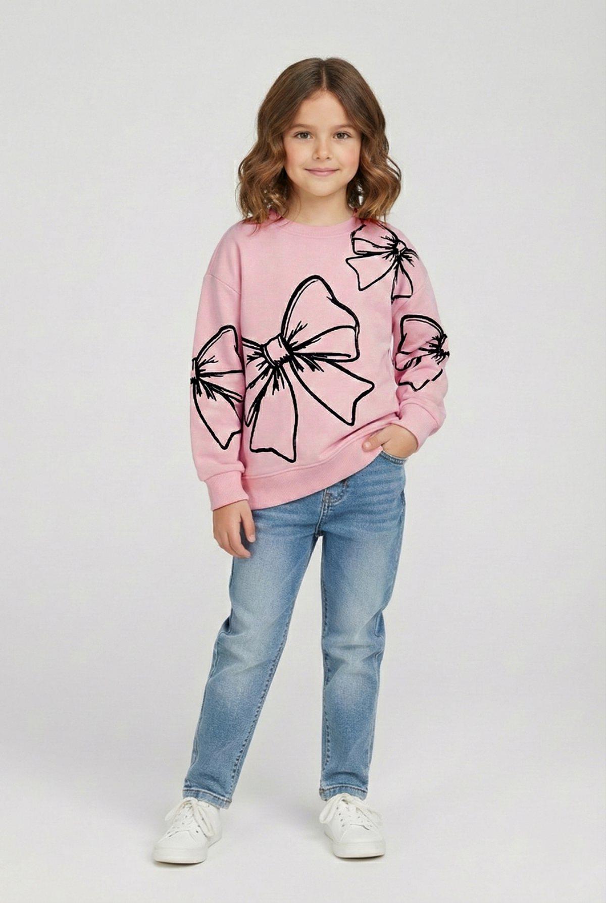 4-9 Yaş Kız Çocuk Sweat Pembe
