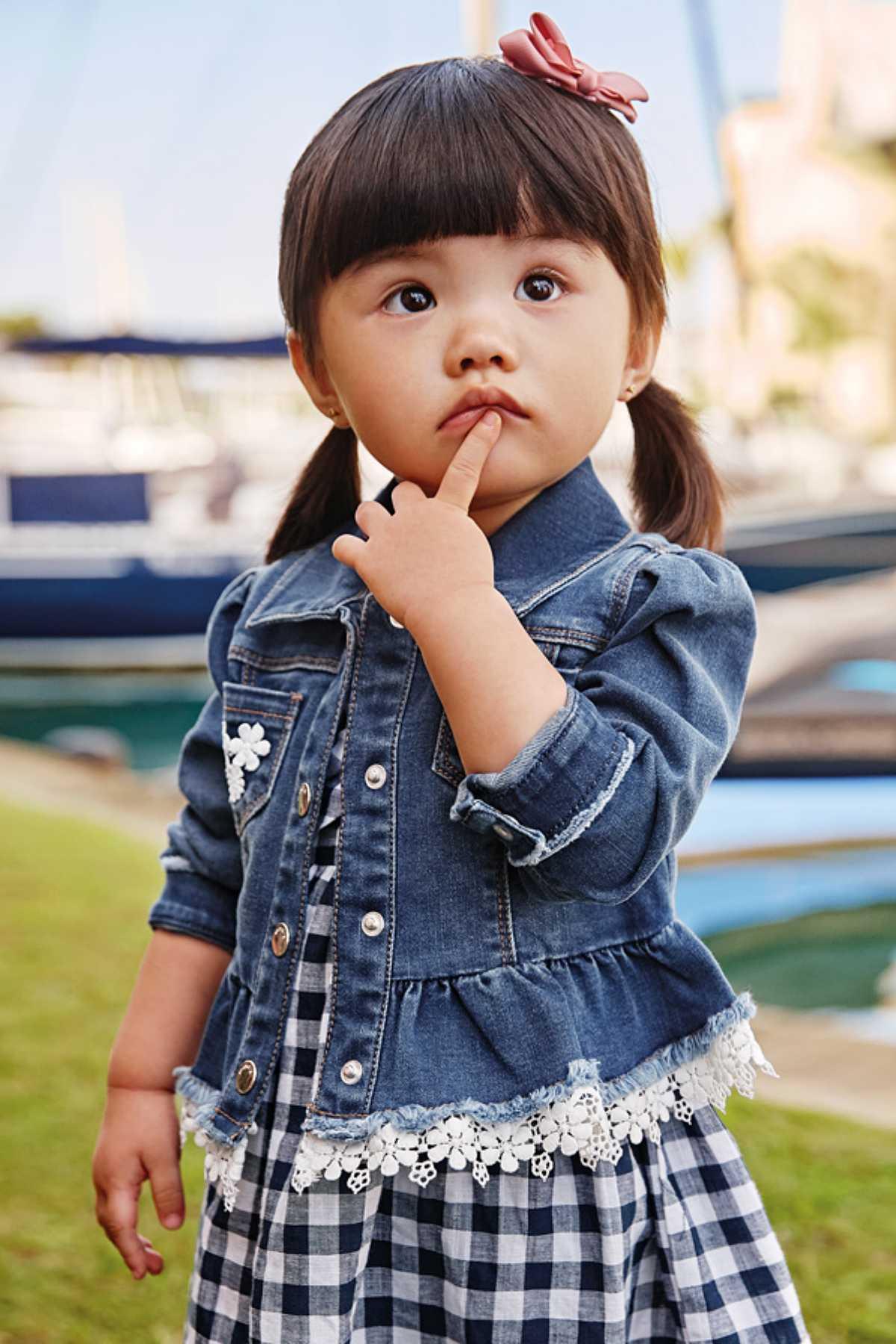 6-36 Ay Kız Bebek İşlemeli Denim Ceket