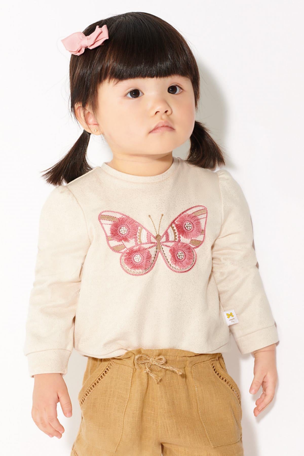 6-36 Ay Kız Bebek Kelebek Motifli Sweatshirt