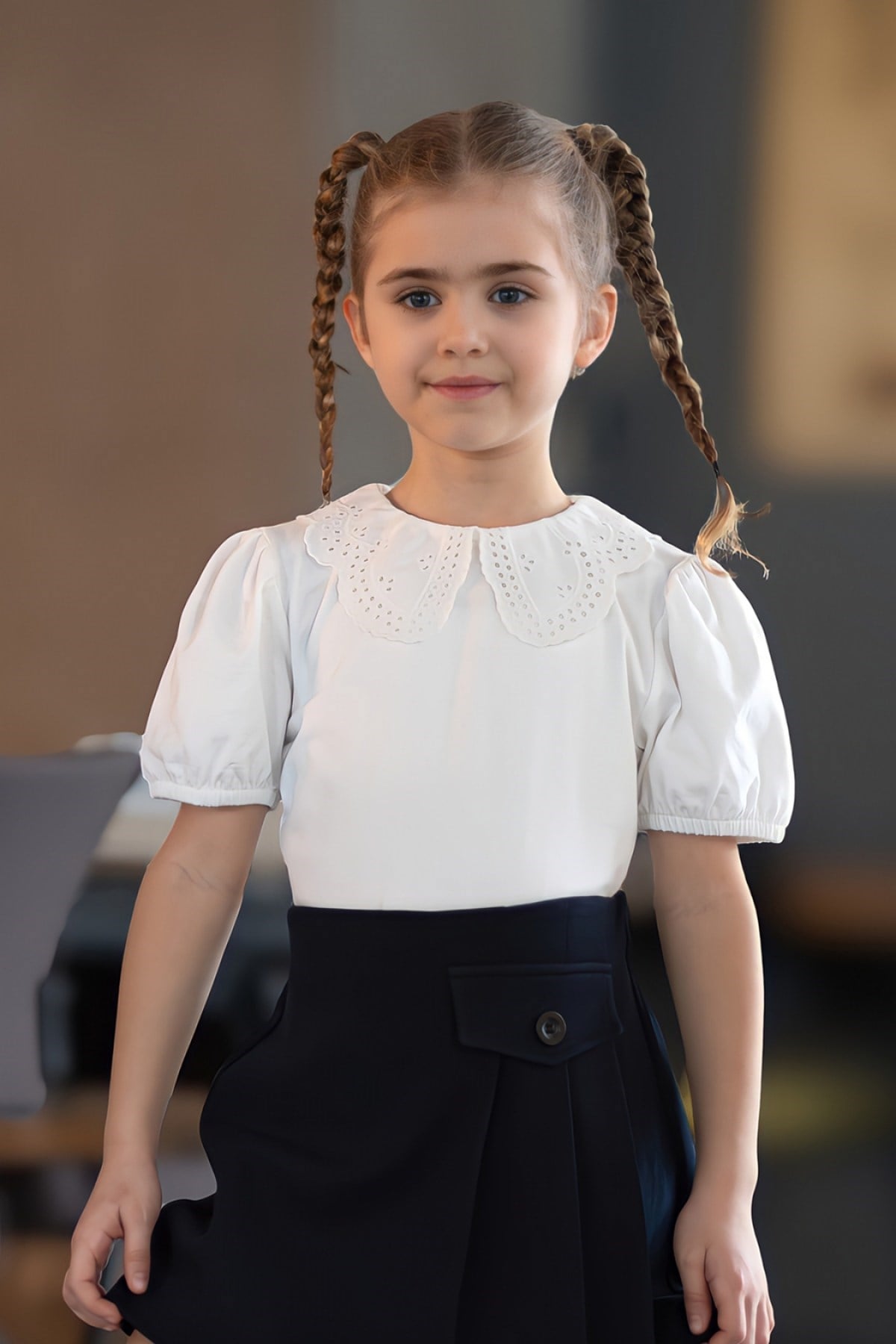 7-11 Yaş Kız Çocuk Bebe Yaka Tişört