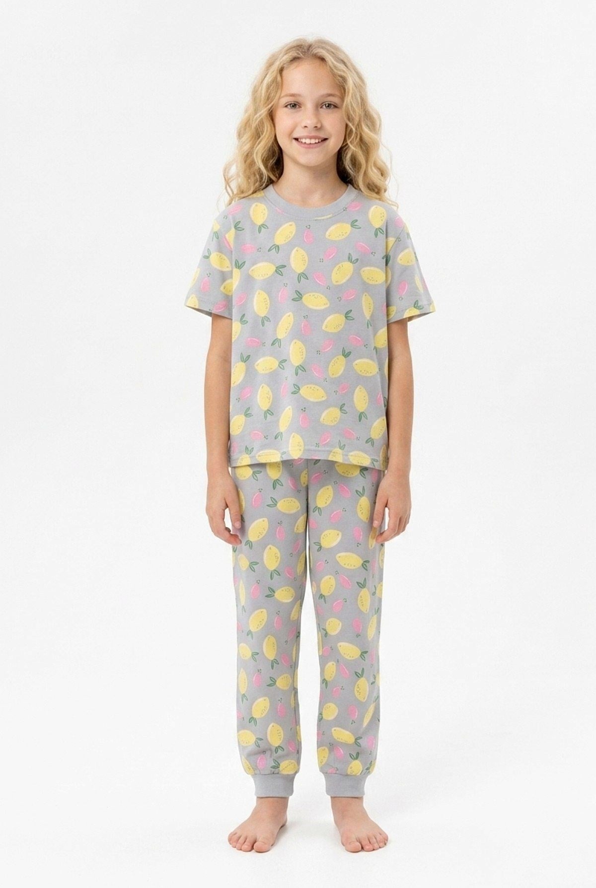 8-13 Yaş Kız Çocuk Limon Pijama Takım