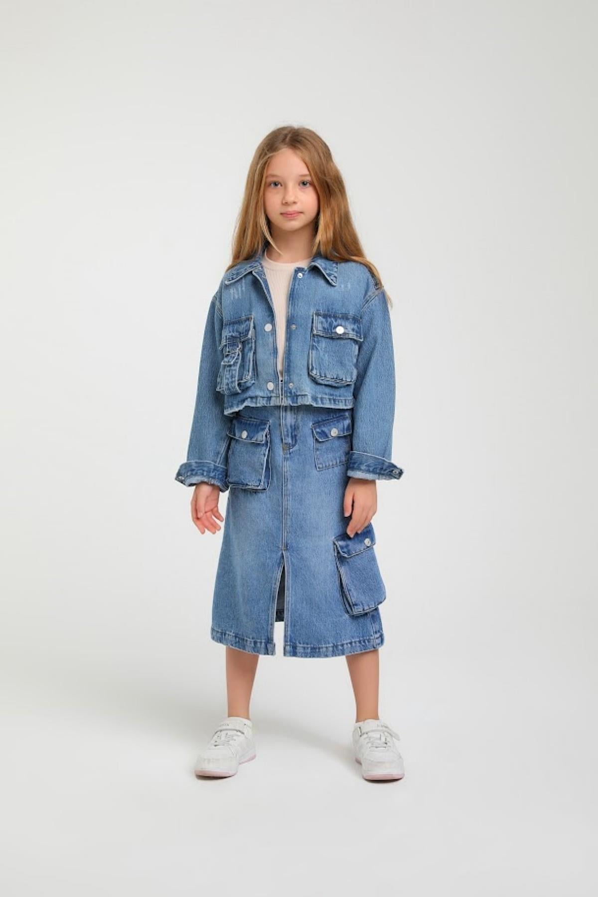 9-14 Yaş Kız Çocuk Denim Kot Ceket