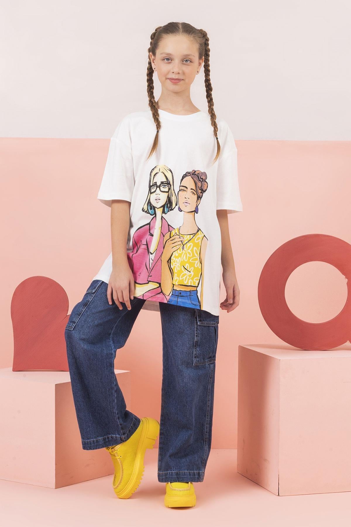 9-14 Yaş Kız Çocuk Kargo Pantolon Denim