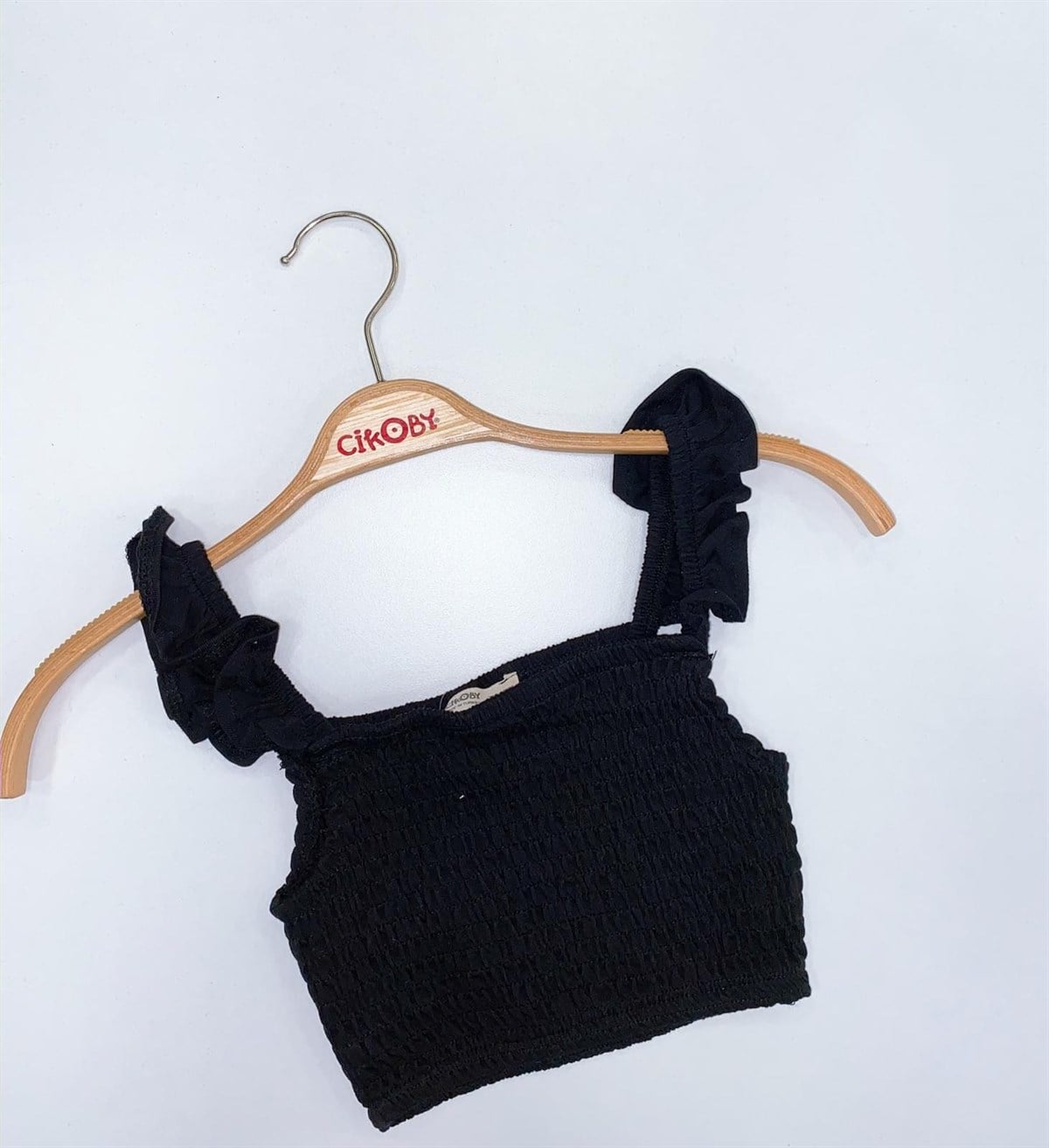 ASKILI GARSON KIZ CROP SİYAH