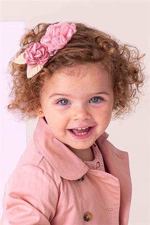Kız Bebek Çiçek Aplikeli Elastik Saç Bandı