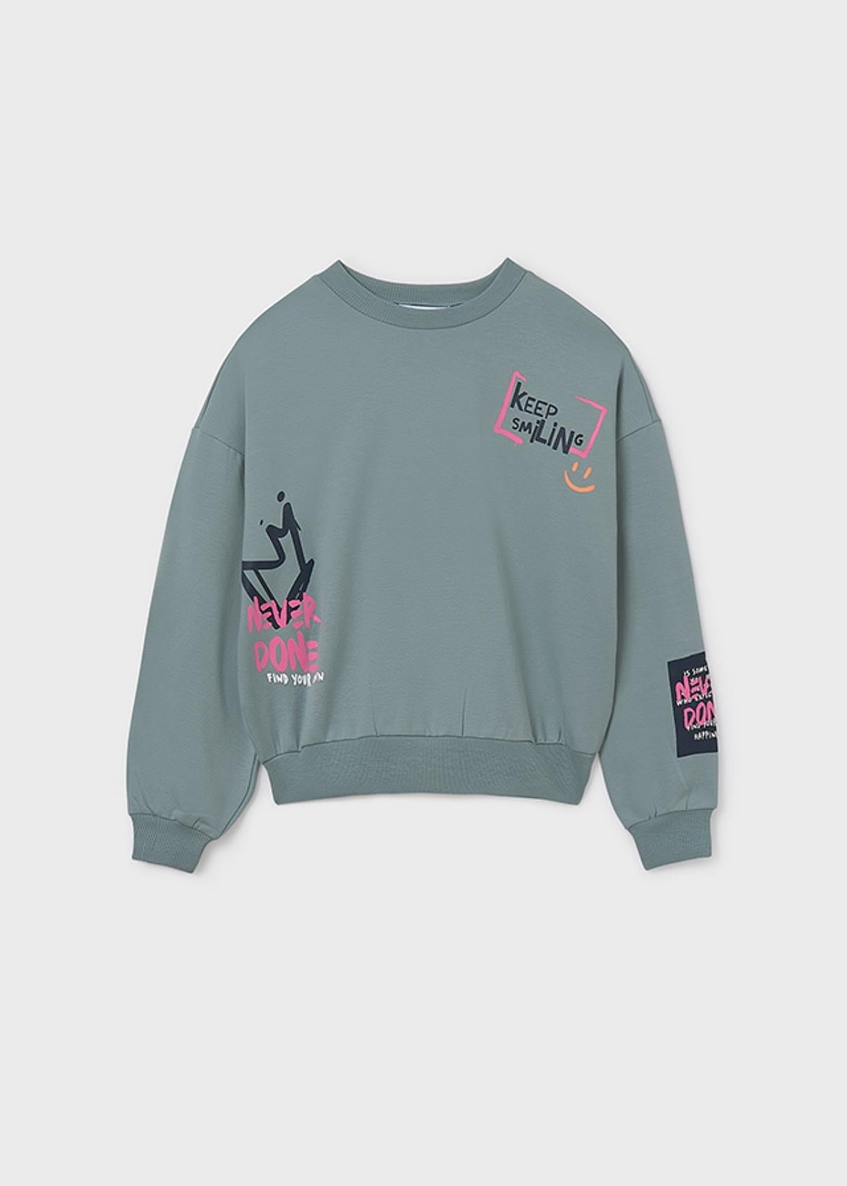 10-14 Yaş Kız Çocuk Baskılı Sweat