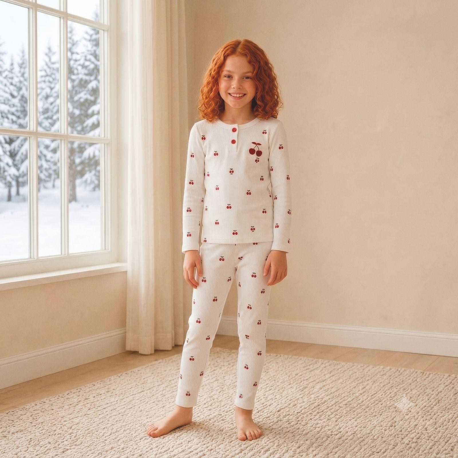 10-15 Yaş Kız çocuk Kirazlı pijama Takım