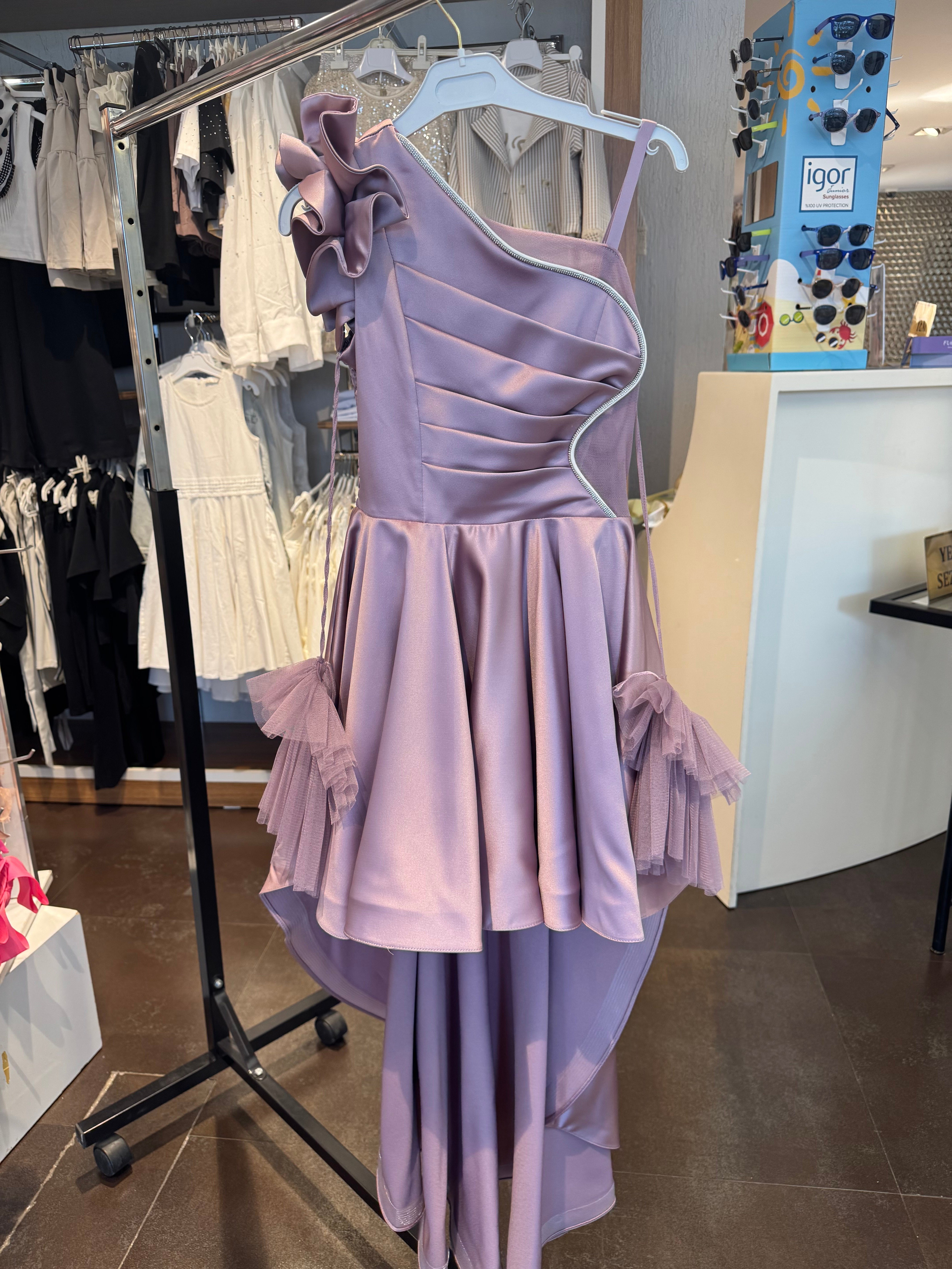 10-15 Yaş Kız Çocuk Saten Eldivenli Abiye