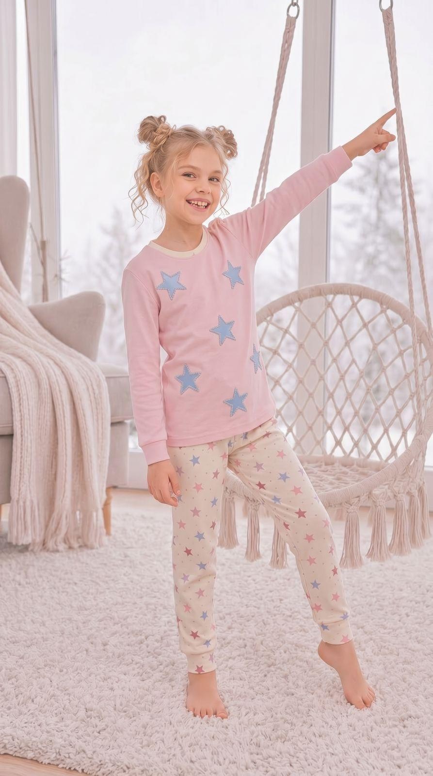 11-16 Yaş Kız Çocuk Yıldızz Pijama Takım