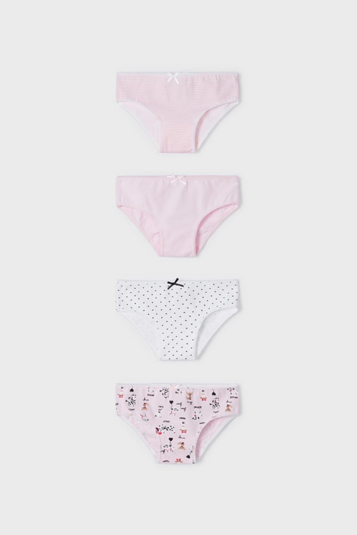 2-6 Yaş Kız Çocuk Desenli 4'lü Slip Set