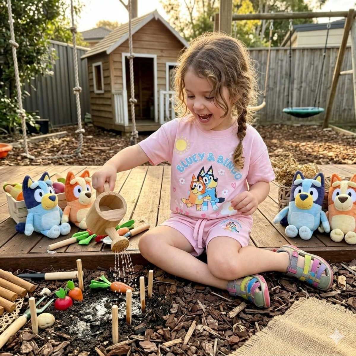 2-8 Kız Çocuk Bluey Şortlu Takım