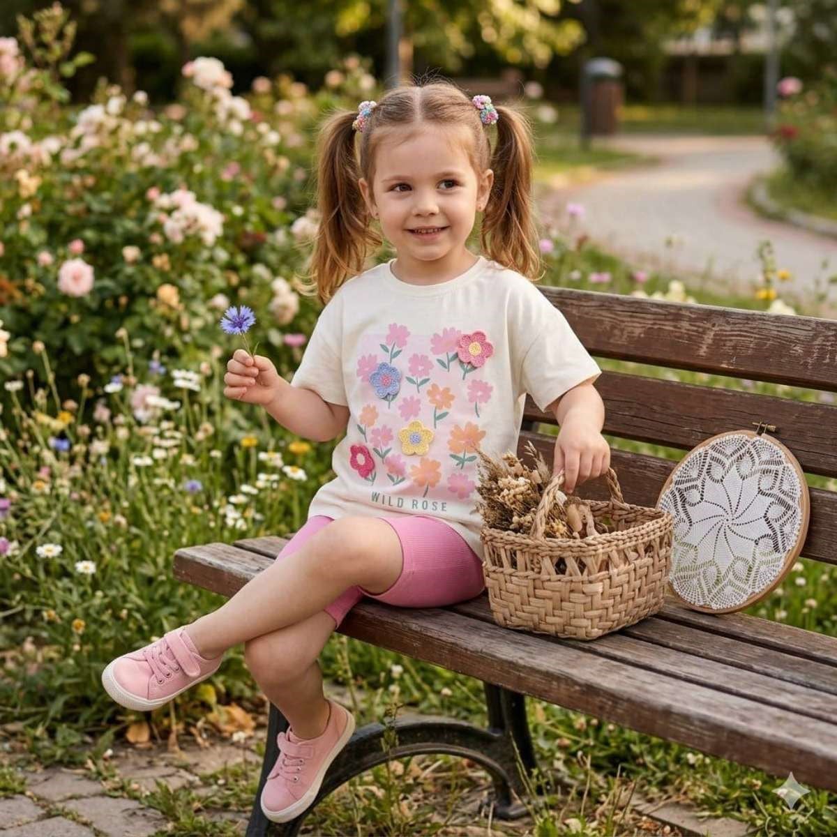2-8 Yaş Kız Çocuk Çiçekli Takım