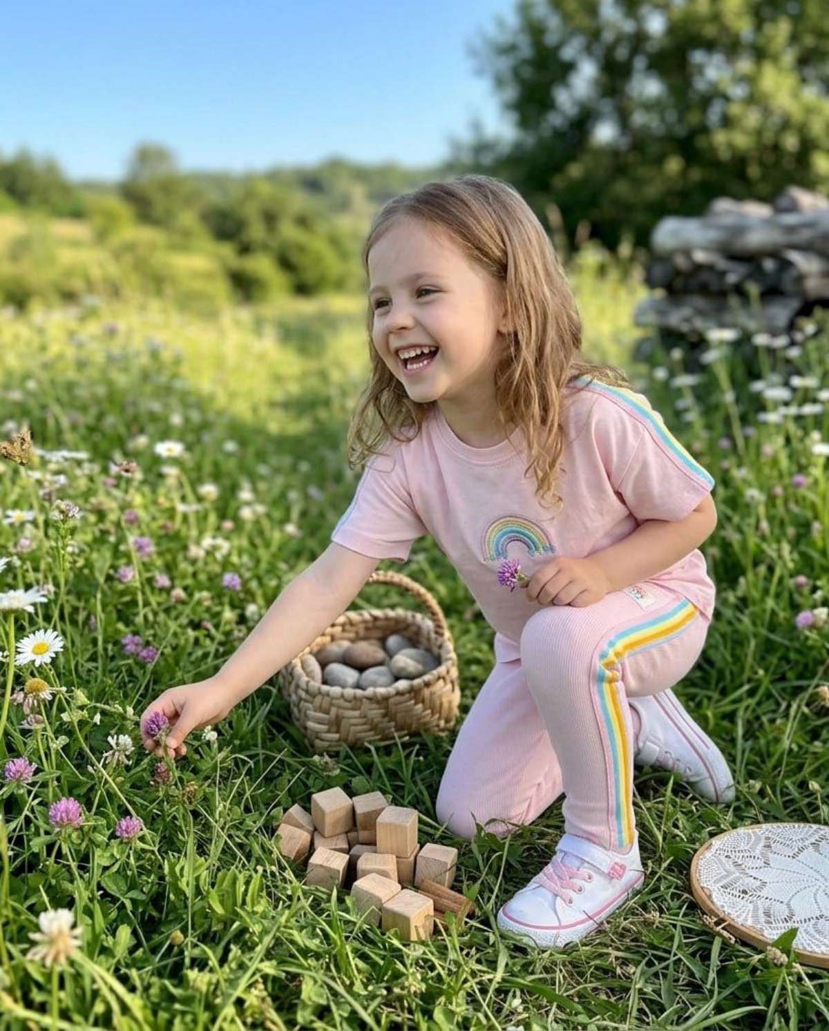 2-8 Yaş Kız Çocuk Gökkuşağı Takım