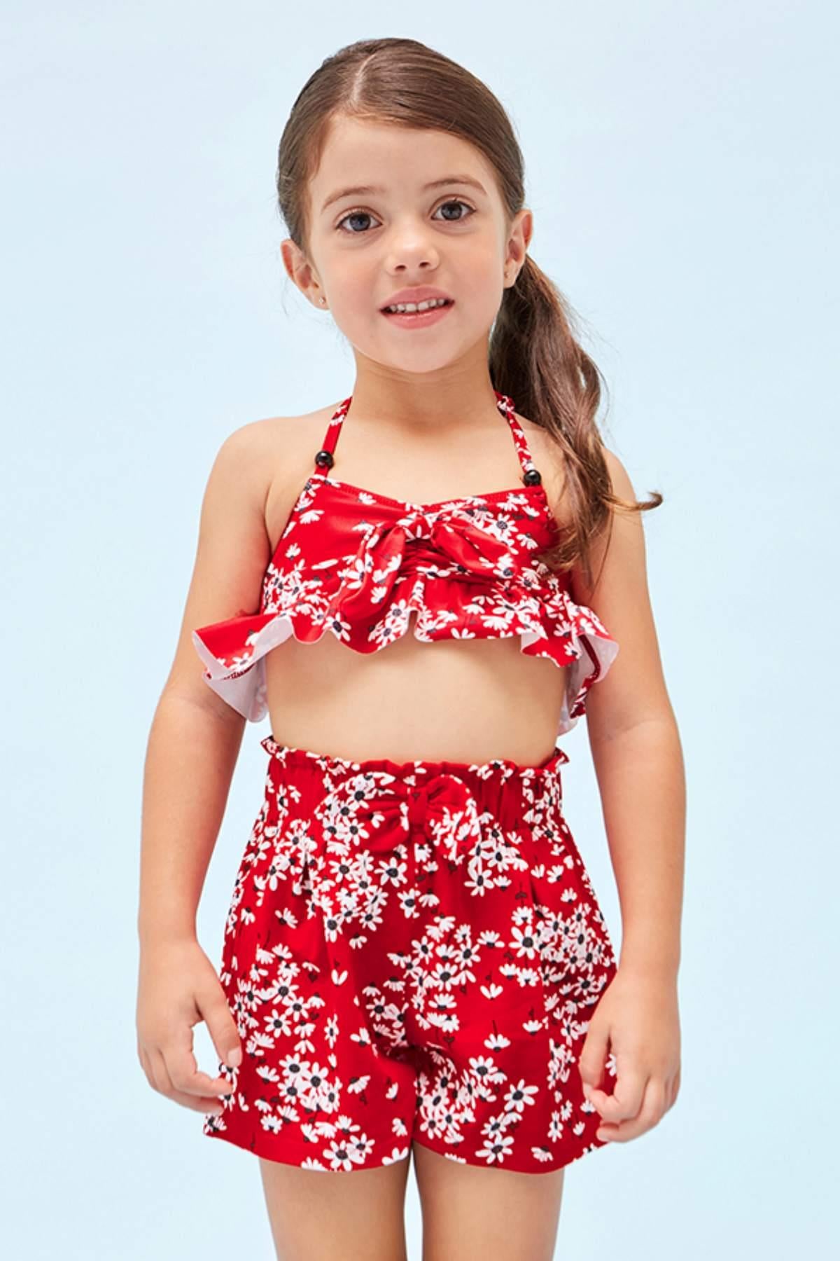 2-9 Yaş Kız Çocuk Fırfırlı Bikini Set