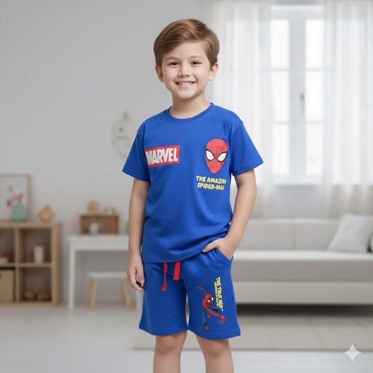3-10 Yaş Erkek Çocuk Spıderman Şortlu Takım