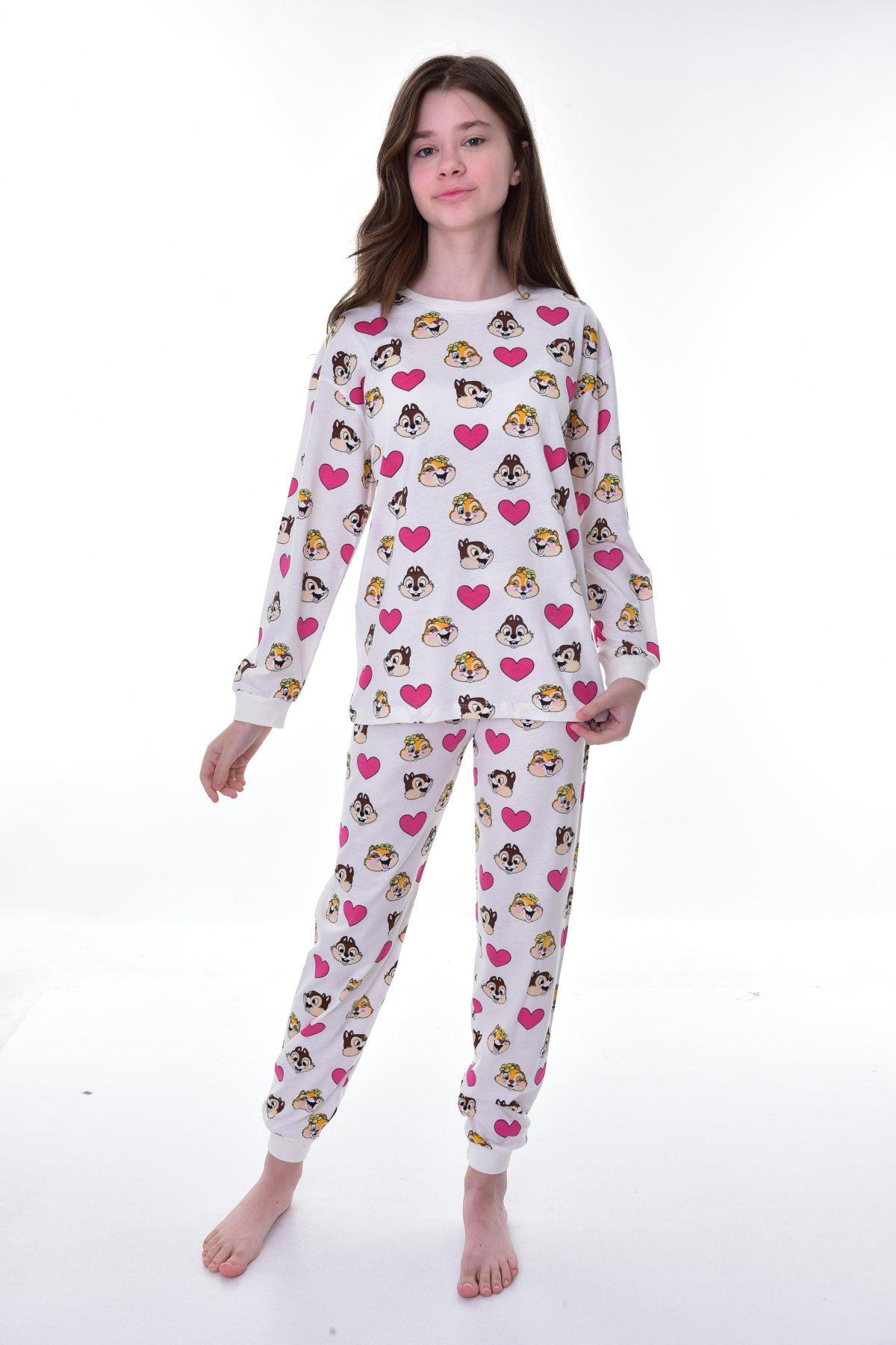 3-12 Yaş Kız Çocuk Sincap Pijama Takım