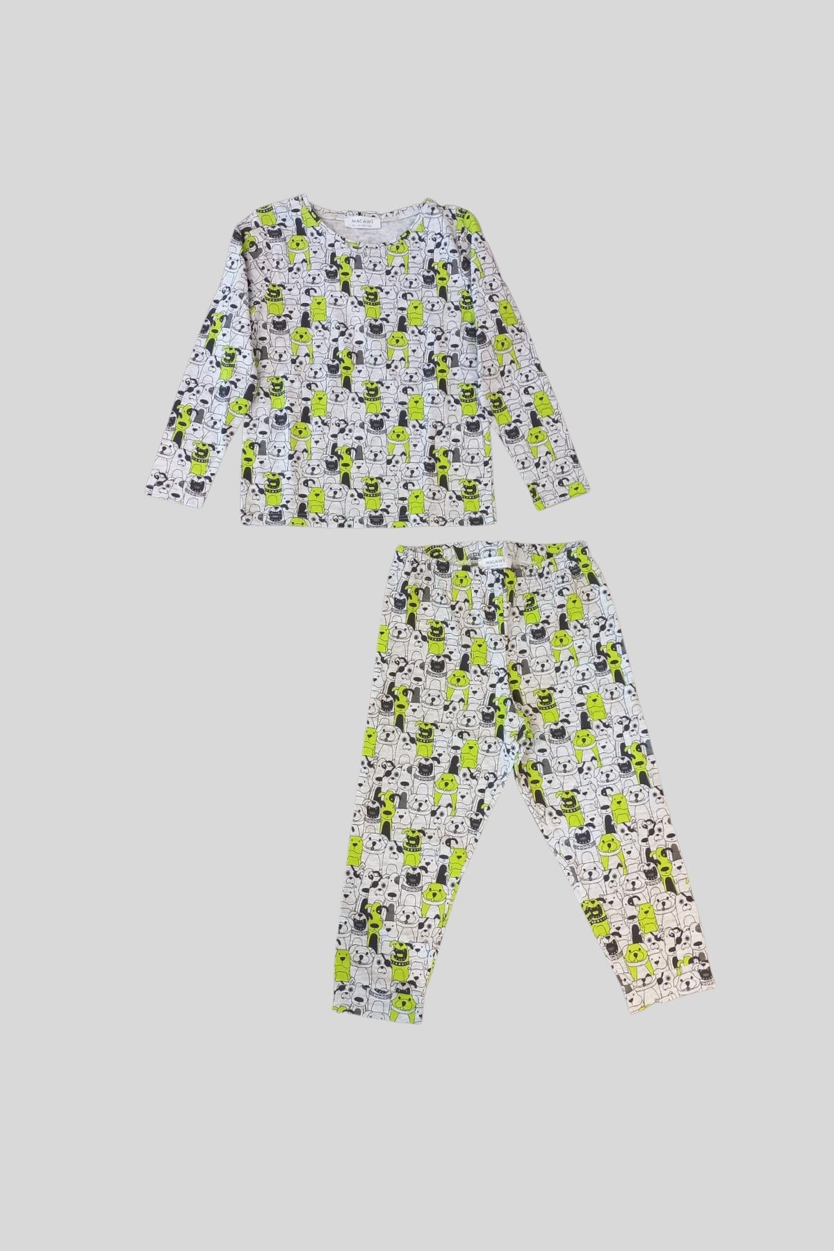 3-7 Yaş Erkek Çocuk Desenli Pijama Takım Gri