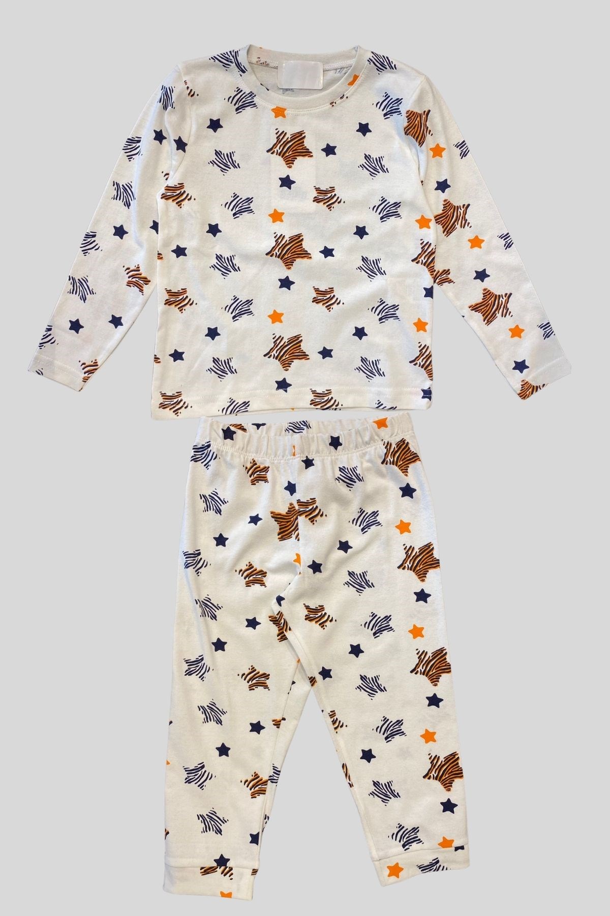 3-7 Yaş Erkek Çocuk Desenli Pijama Takım Ekru