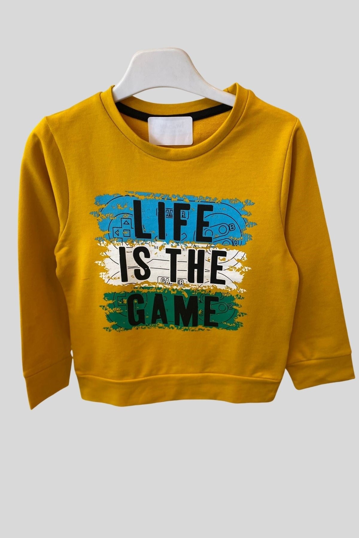 3-7 Yaş Erkek Çocuk Life is Game Sweat Sarı