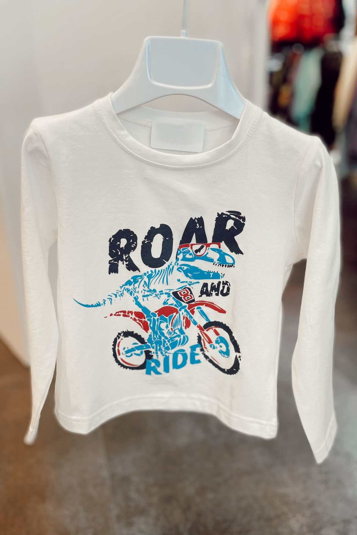 3-7 YAŞ ERKEK ÇOCUK ROAR DİNO TSHİRT EKRU